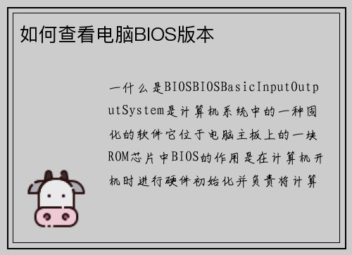 如何查看电脑BIOS版本